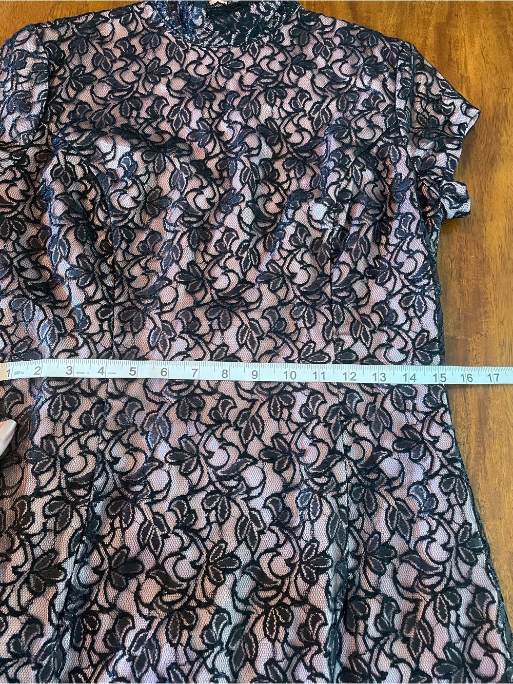 VTG Jessica McClintock Black Lace Cheongsam Gown Pink Lined Maxi Dress 10 USA - Picture 12 of 14